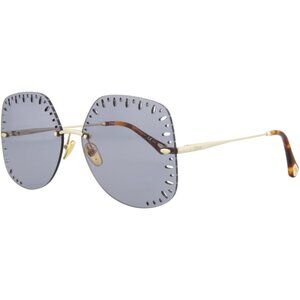 Chloe YSE Square-Frame Metal SunglassesGold Gold Light Blue